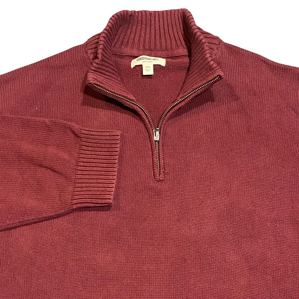 Goodthreads Sweater Quarter Zip Mens XXXL GT444558FL18 Burgundy China